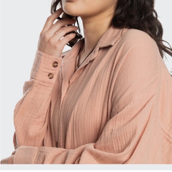 NWOT ROXY MORNING TIME LONG SLEEVE SHIRT SIZE L - Picture 3 of 8